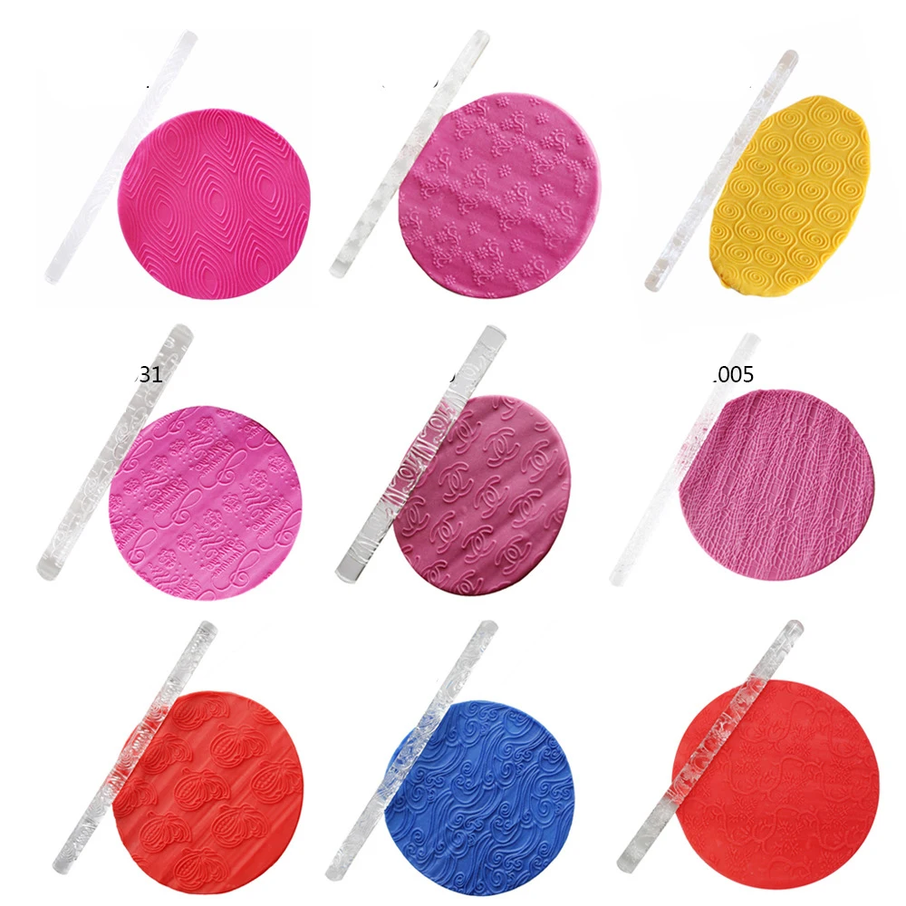 Yiwu Bobao factory supply Diagonal Shape Pattern non Sticky Acrylic Bar Squeeze Dough rolling rod stick