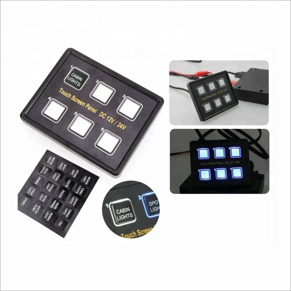 12V 24V Capacitive Touch Screen Switch Pane Car Marine Boat Circuit Control Box  LED car crystal glass panel