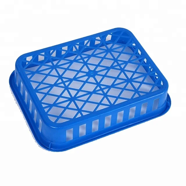 
Square hard plastic trays serving mushroom bottles 