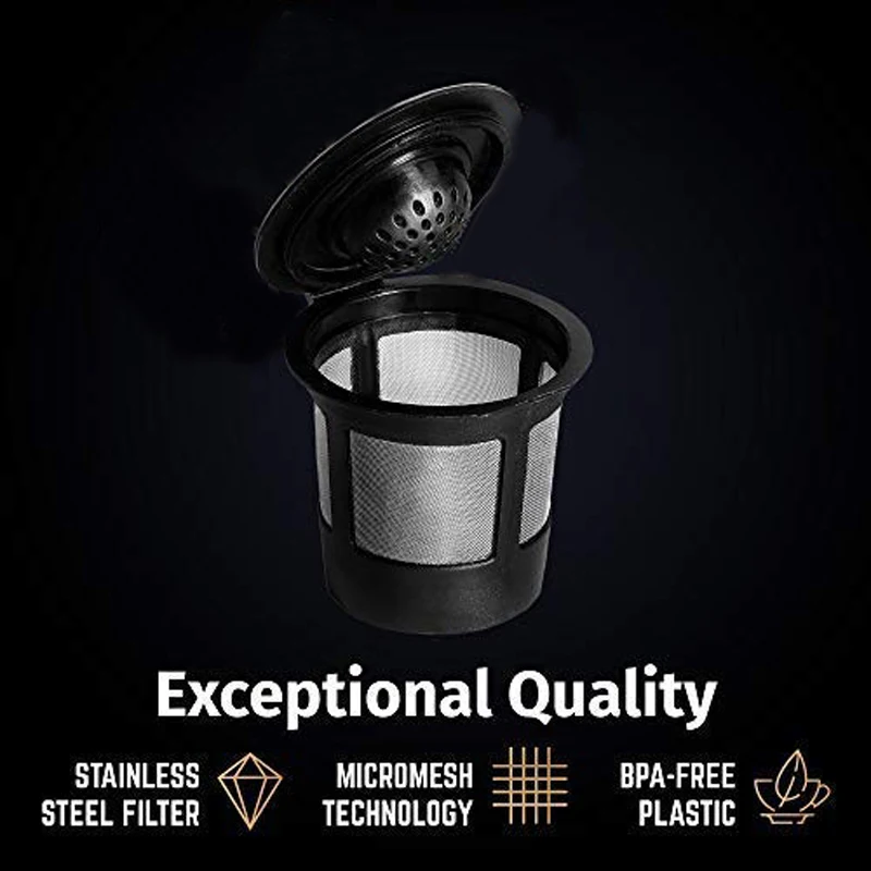 Reusable K Cups For Keurig 2.0 & 1.0 Brewers Universal Fit For Easy To Use Refillable Single Cup Coffee Filters - Eco Friendly