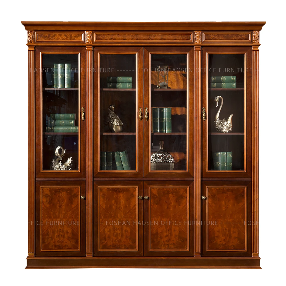 HAOSEN 0807A Luxury Boss Use Home Room Four Doors Book Cupboard Wooden