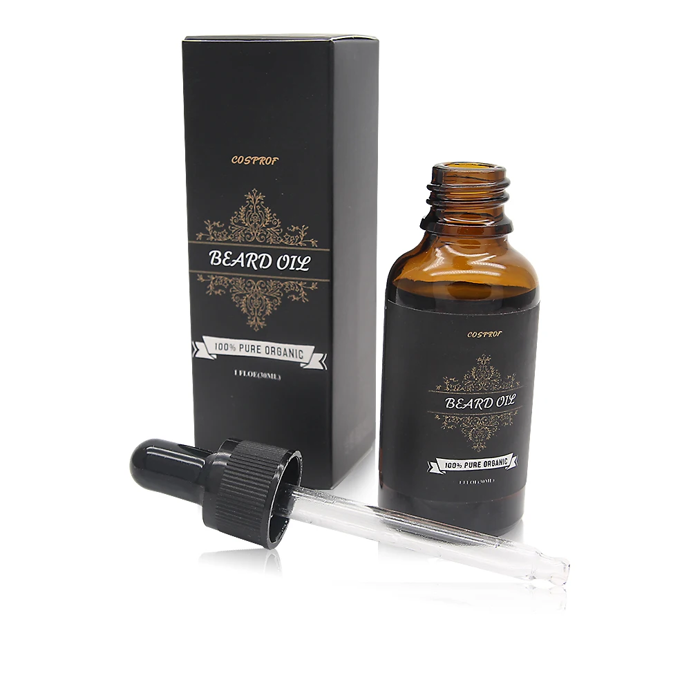 Private Label  Organic 100% Natural Glass Bottle Fragrance Scented Argan Beard Oil For Men