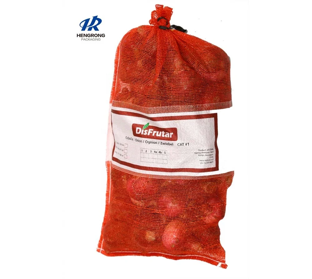 25 kg Leno mesh bag packing for onion  with UV treated and printing band label