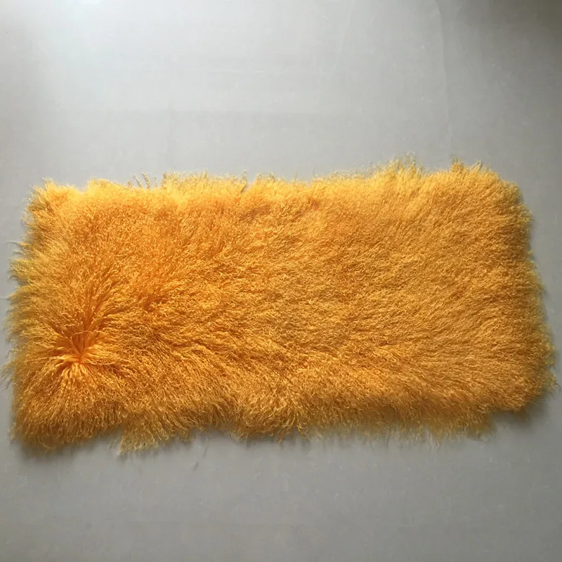 Wholesale Long Hair black Mongolian Rugs Genuine Tibetan Lamb Fur Plate