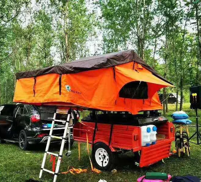 Small car tow trailer storage box trailer off road camping trailer with tent