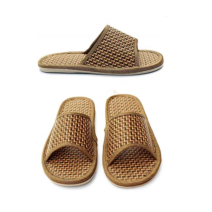 
Open Toe Couple Summer Indoor Bath Japanese Tatami Antiskid Straw Bamboo Slippers 