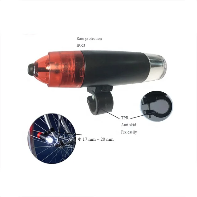 Battery powered bicycle rear light red and white led bike wheel light