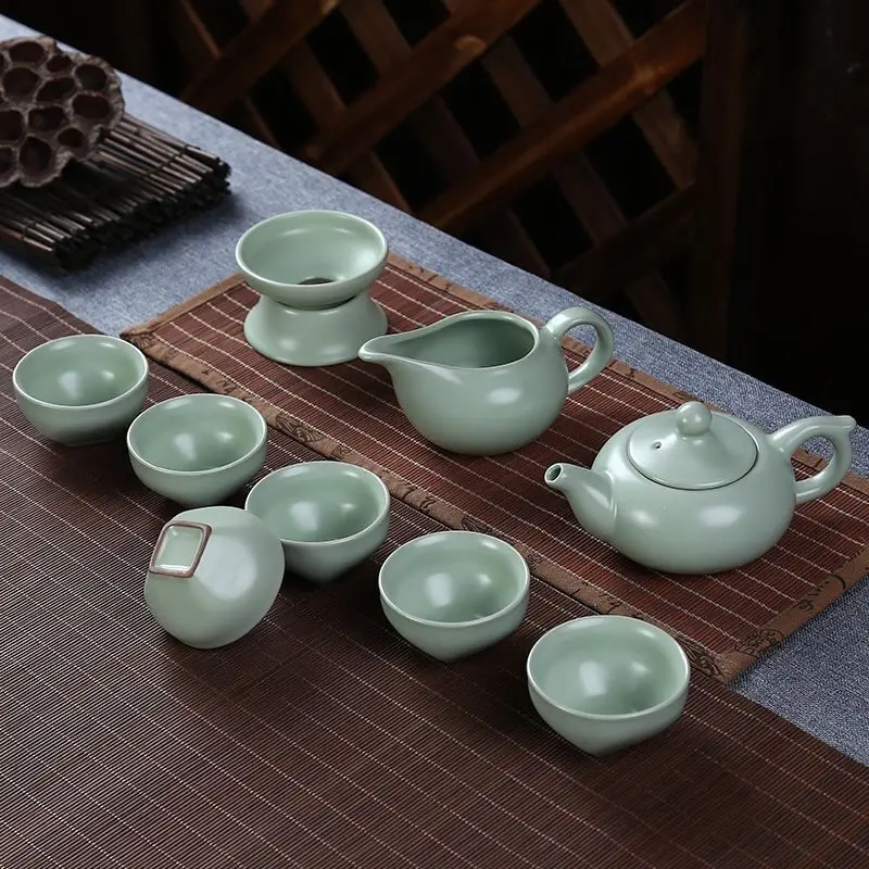 Фарфоровый чайный сервиз Кунг-фу китайский Celadon Gongfu зеленый