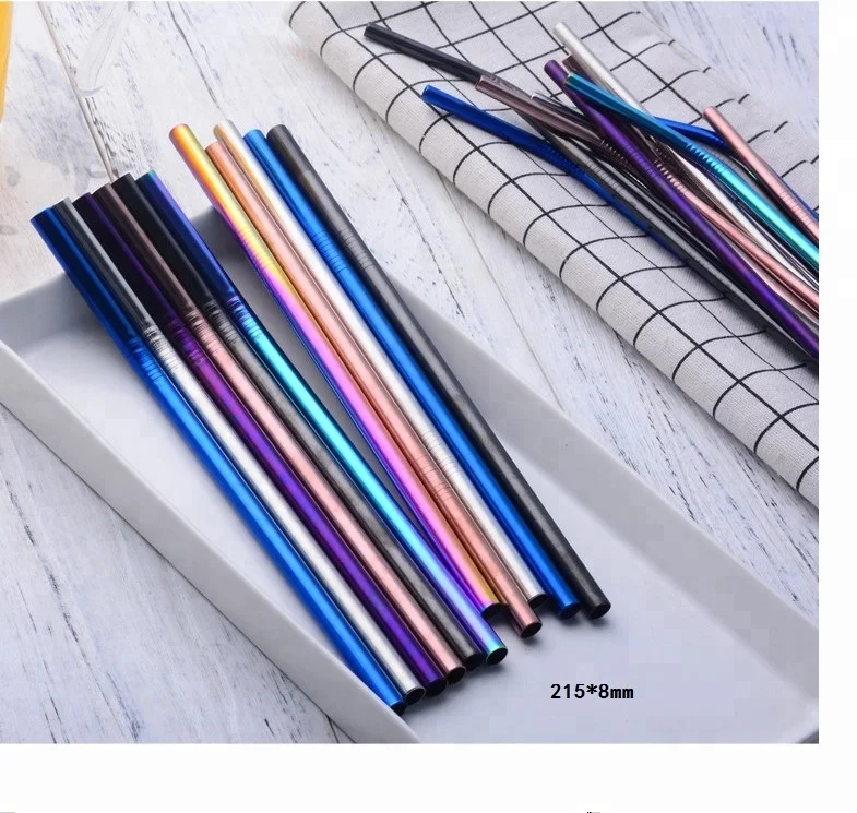 Supply 304 stainless steel milkshake straw and Recyclable bubble milk tea straw with brush