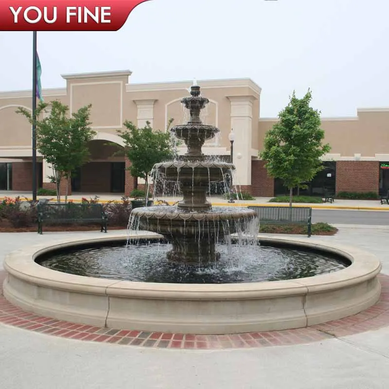 Outdoor 3 Tiers Large Antique Black Marble Water Fountain for Garden Decoration