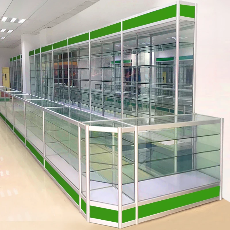 Modern Luxury Wall Store Glass Jewelry Display Showcase For Sale