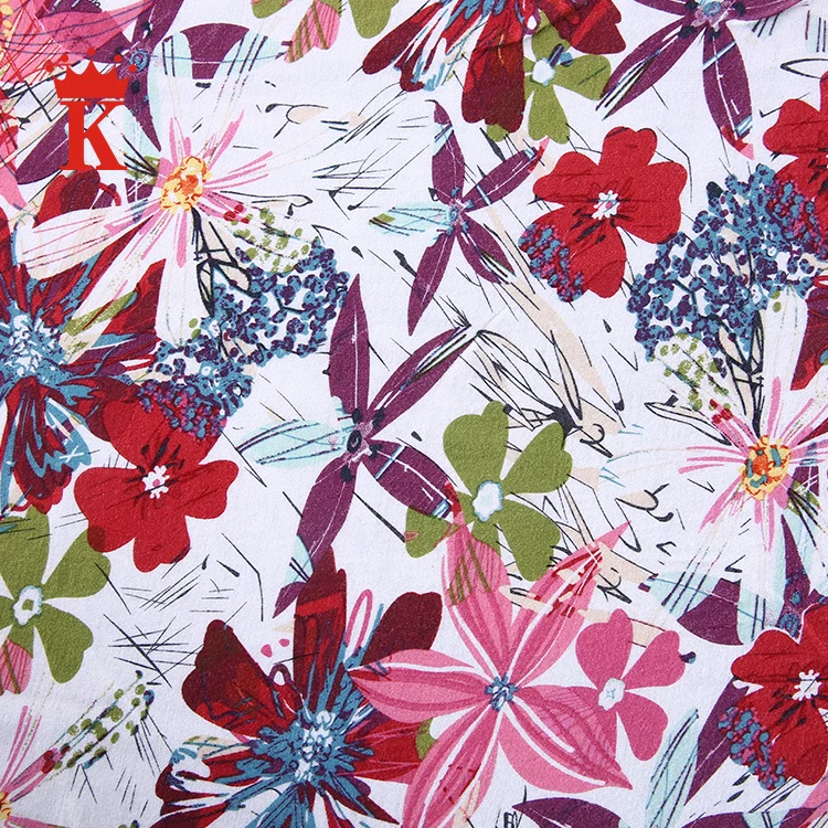 
2018 China popular custom knit colorful flower digital printing organic bamboo fabric 