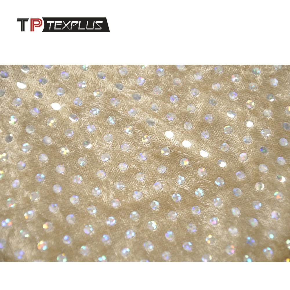 
Wholesale polyester knit crushed diamond velour and velour paillettes fabric 