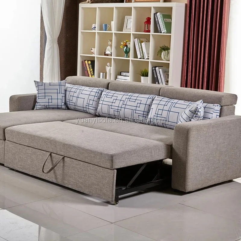 Adjustable angle functional folding sofa bed, multi-purpose fabric corner sofa bed with storage YB2231