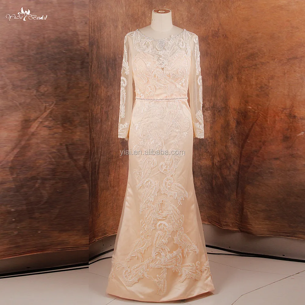 RSW1125 Новинка Yiaibridal длинное платье цвета шампанского для мусульманской матери невесты платье с рукавами