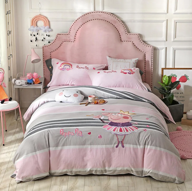 
Lovely Cartoon design with Embroidery Bear, Kids Twin Bedding Duvet Cover Sets, Cotton 100 Percent for baby crib 