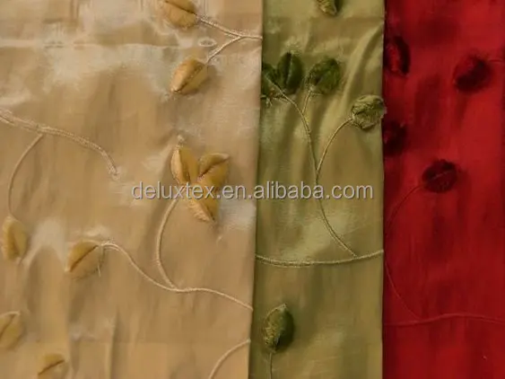 various styles upholyester design embroidered taffeta fabric for curtain and table