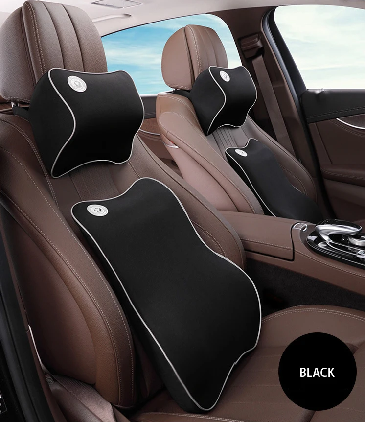 
Memory Foam Car Seat Back Support Lumbar Support Pillow and Seat Cushion Sets With Extendable Strap Crash 