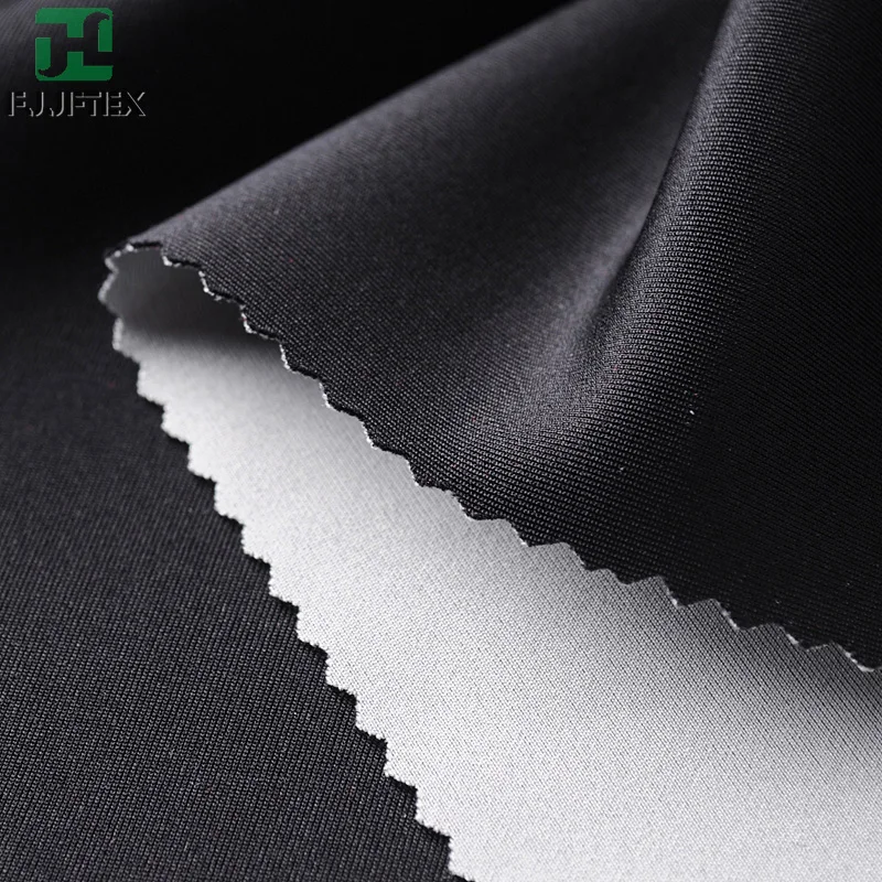 88 nylon 12 spandex interlock shiny double fabric jet black knitted shapewear fabric