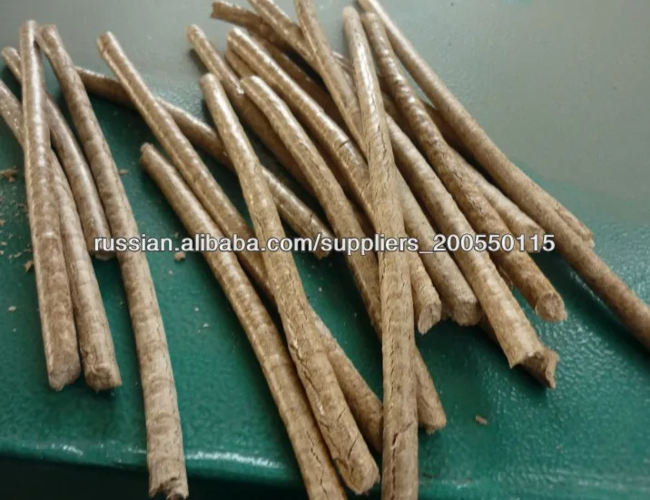 Automatic side stamping of wood briquettes, new particles