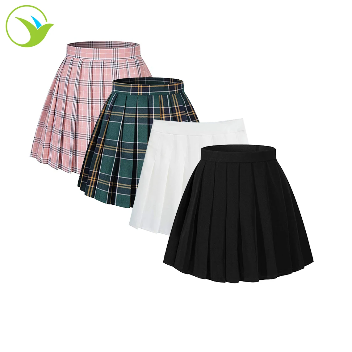 Модная школьная плиссированная юбка с высокой талией, различные цвета, белая, розовая, зеленая, Черная