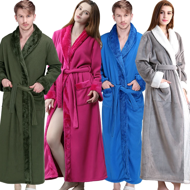 
wholesale warm super soft microfiber /fleece bathrobe shower polyester spa robe with logo 
