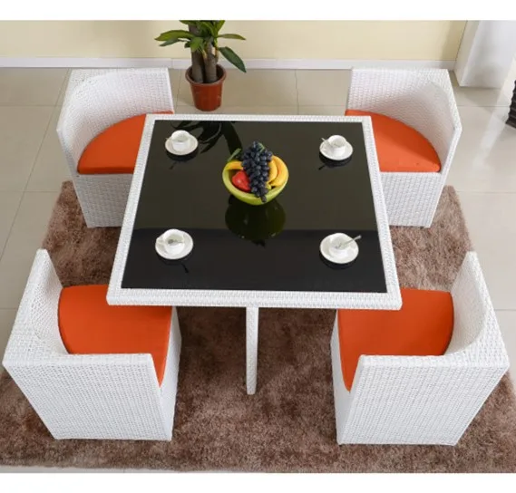 Patio Furniture Outdoor Wicker Rattan Dining Set Cushioned Seat Garden Sectional Conversation Sofa with Glass Top Coffee Table