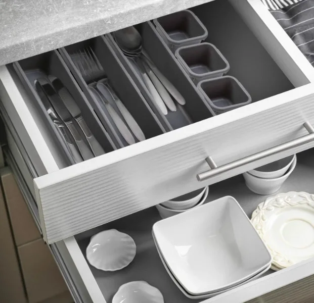 
ZNF00073 Plastic 8 Pcs Drawer Organizer Dividers for Bathroom Cosmetic Makeup and Kitchen Silverware Cutlery Utensil Tool Box 