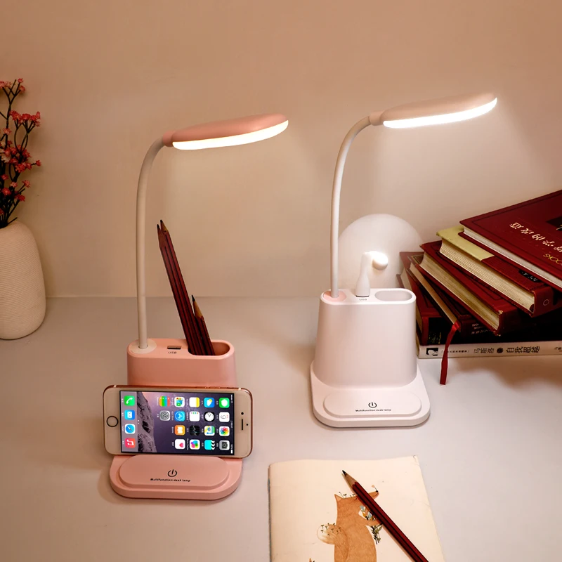 New arrival multi functional table light, study desk light with pen holder,  led night light with USB port