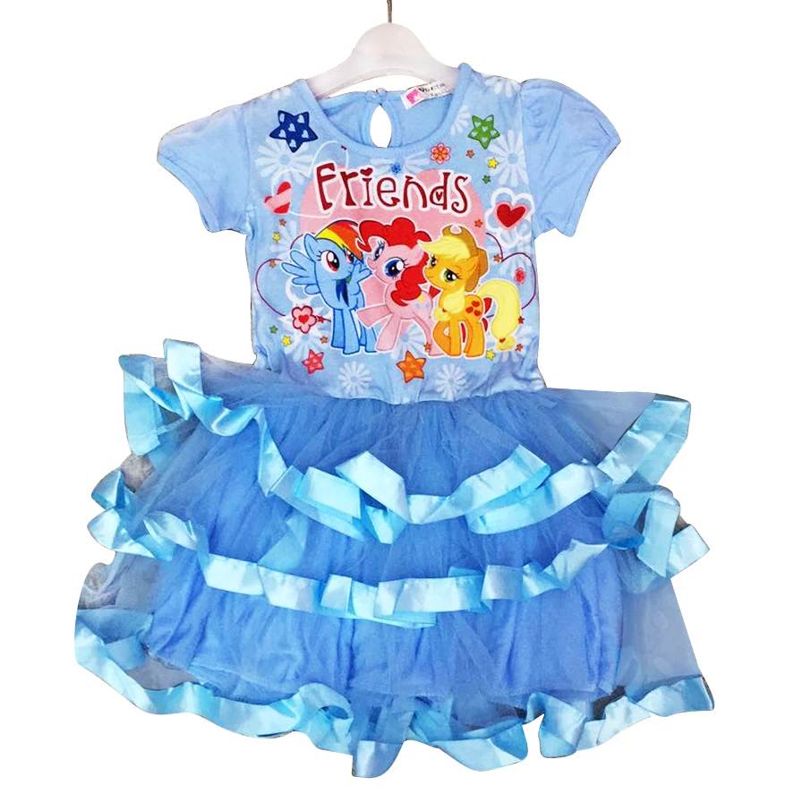 Latest design summer girls tutu dress hot selling cartoon short kids dress