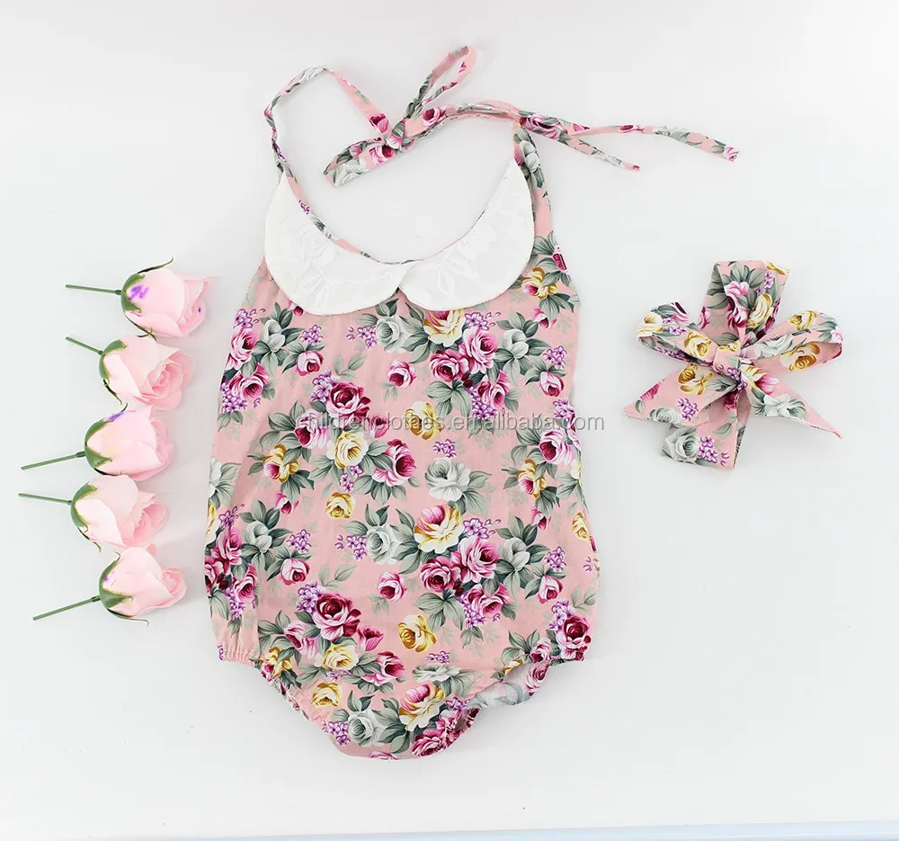 Bulk wholesale kids clothing manufacturers overseas baby floral 2 piece clothes summer dress romper