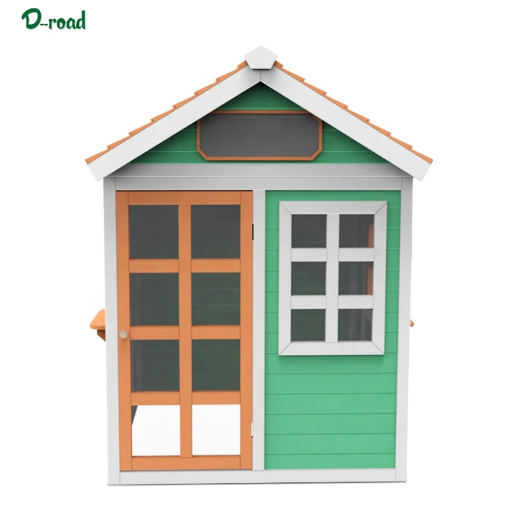 Детский уличный деревянный игровой домик с горкой