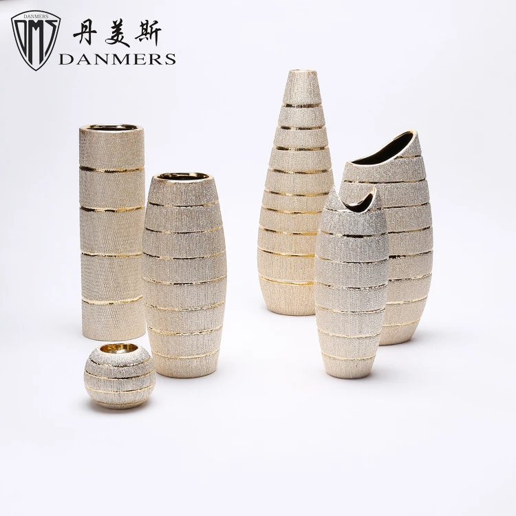 
Wholesale 6 pcs electroplate european luxury craft handmade modern ceramic vase 