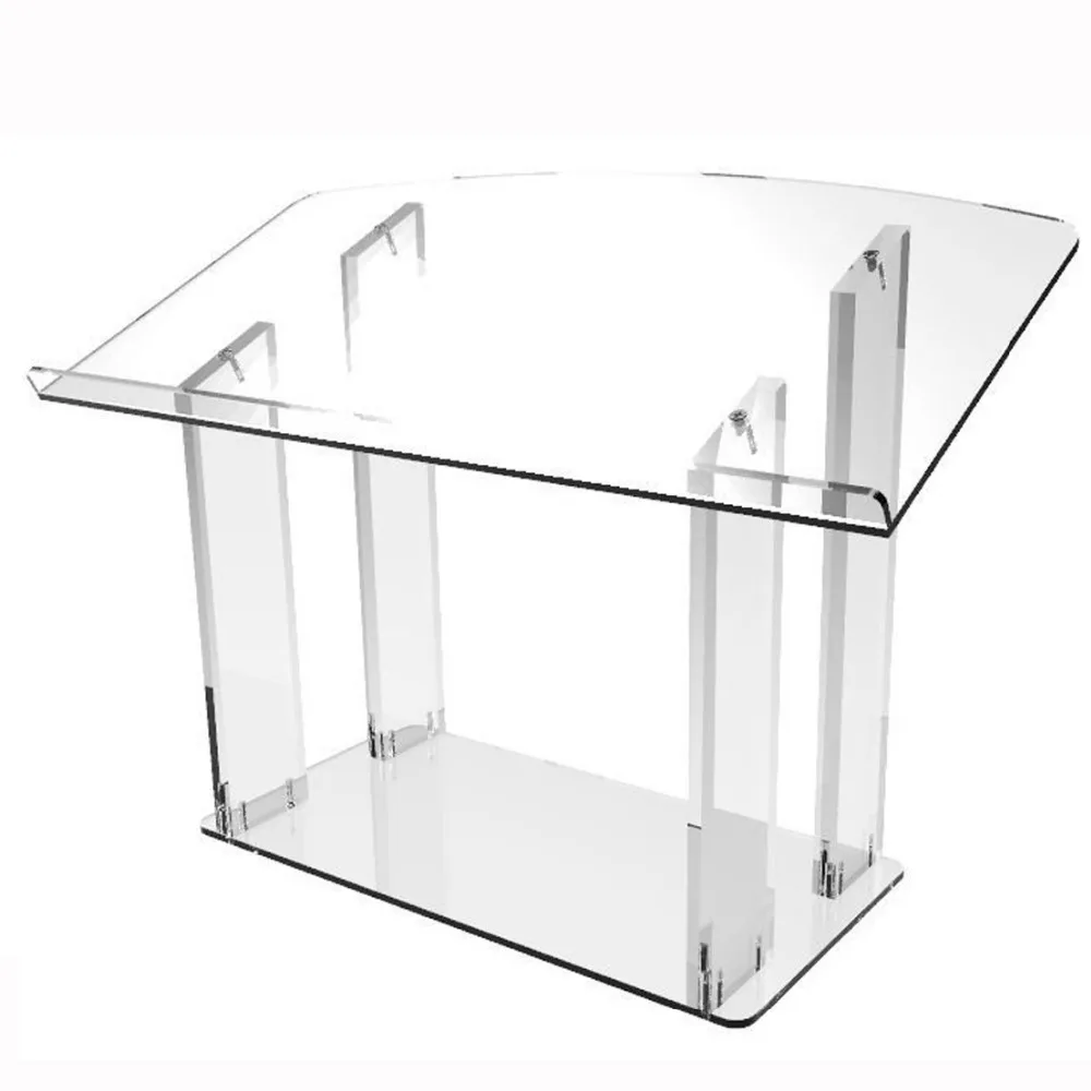 Factory Designs Modern Church Pulpit Acrylic Tabletop Podium Desktop Lectern with Book Support