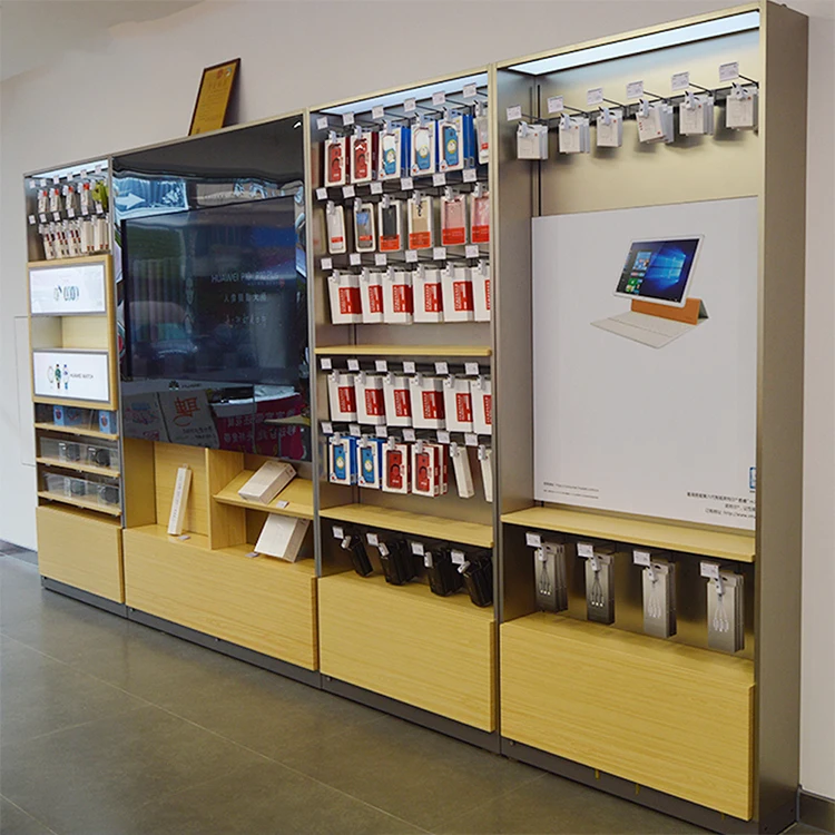Customized Design Modern Mobile Phone Accessories Display Showcase For Shop Decoration One-Stop Service