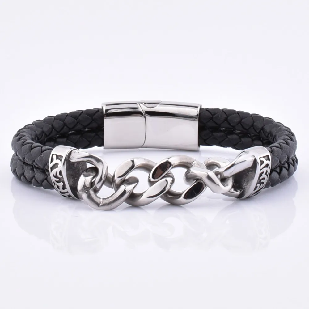Factory Prices Custom Vintage Black 6MM Lava Stone Silver Lobster Clasp Rope Bracelet With Charm