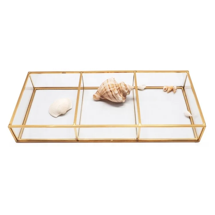 TR-1001 Make-up Organizer  Handmade Jewelry Display Storageglass jewelry tray