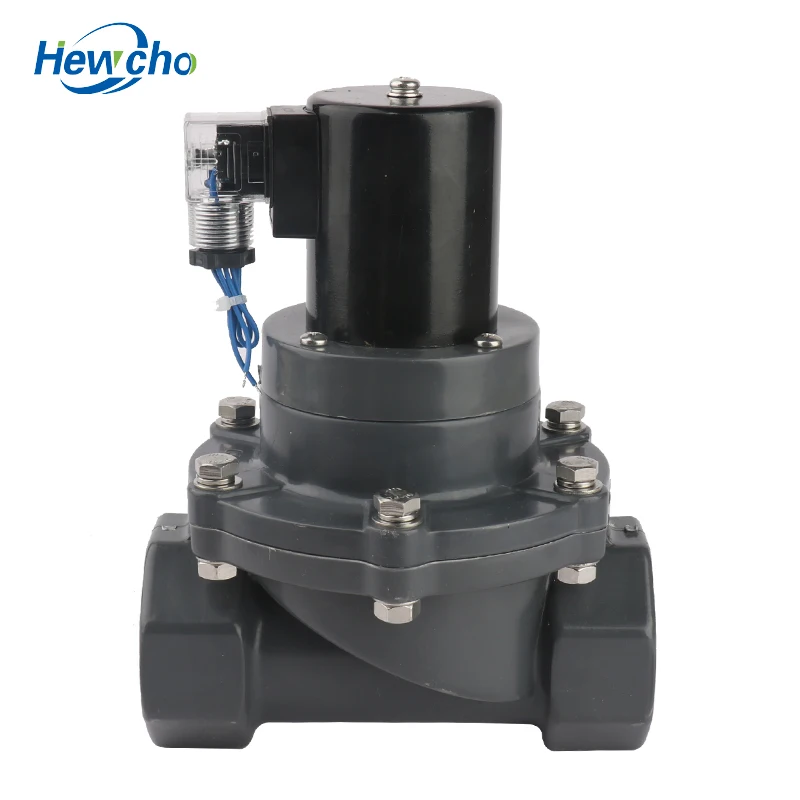 
AC 220V UPVC CPVC Anti Corrosive Solenoid Valve for Liquid Seawater Acid Chemical Normally Closed 