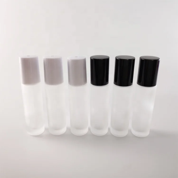 10ml clear frosted glass roll on bottle with metal roller ball roll on perfume bottle