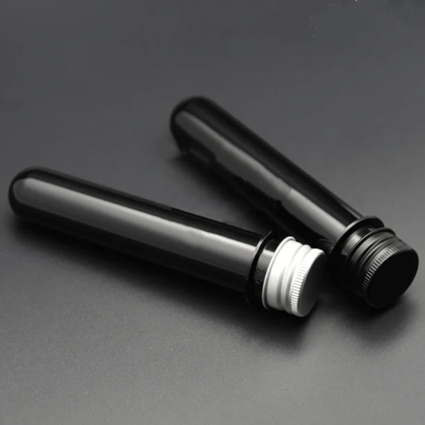 10ml 20ml 25ml 30ml 40ml 50ml 100ml Black plastic test tube with aluminum screw caps / Candy tubes packaging for food