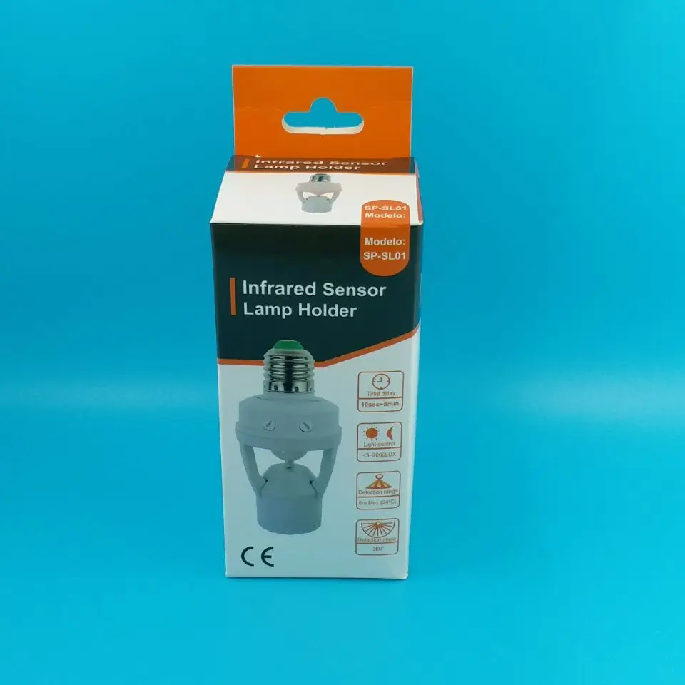 220V E27 PIR motion sensor lamp holder sensor light holder Lamp Base Adjustable time and sensitivity