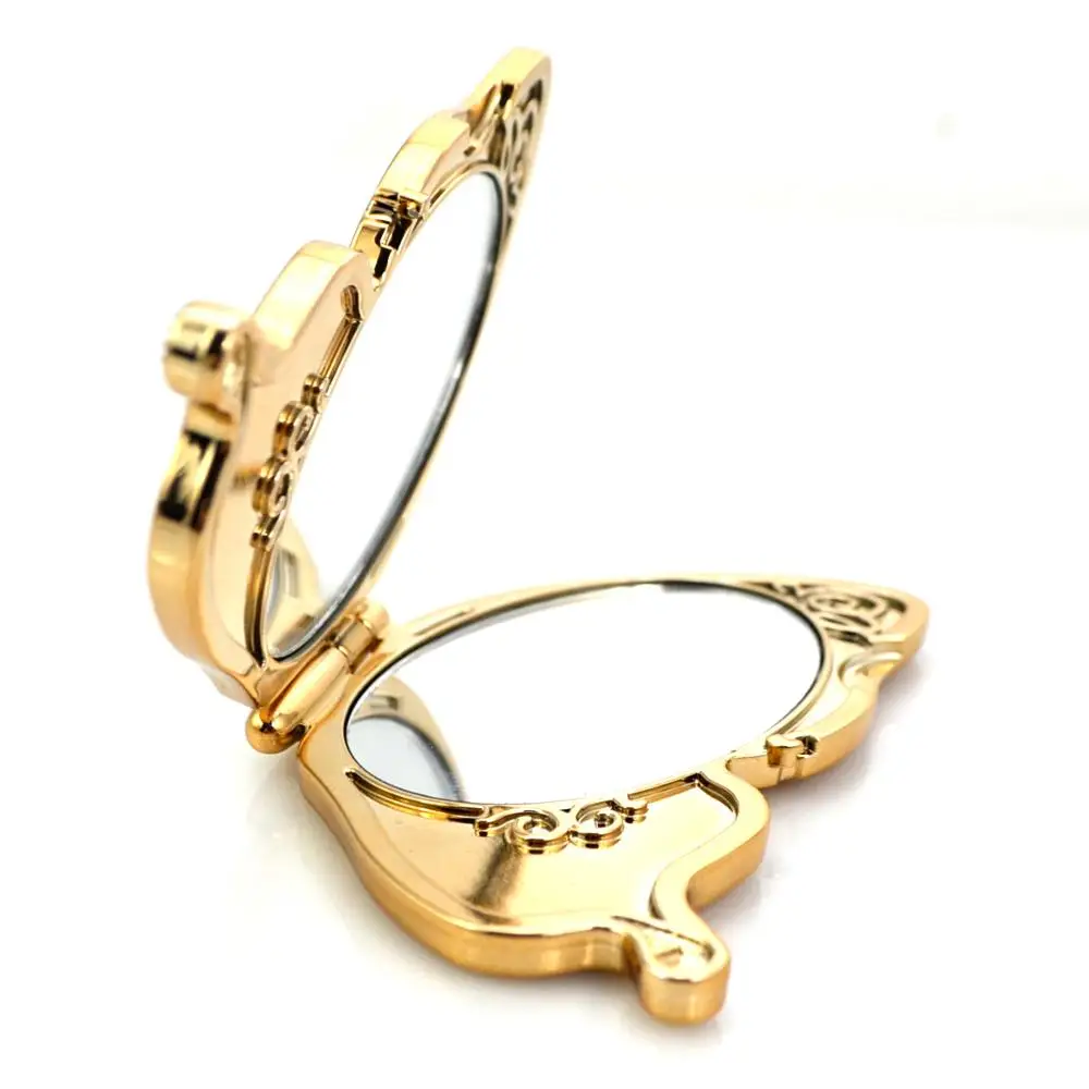 Butterfly Pocket Plastic Mirror Compact Makeup Mirror UV Gold Compact Mirror