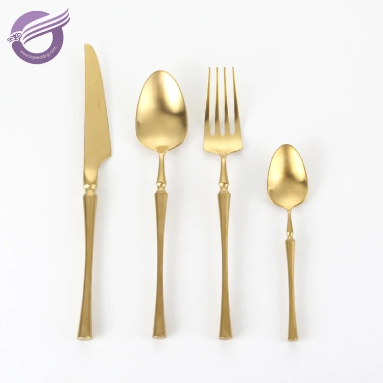 K9612 Stainless steel 304 restaurant bulk gold plated black tableware set
