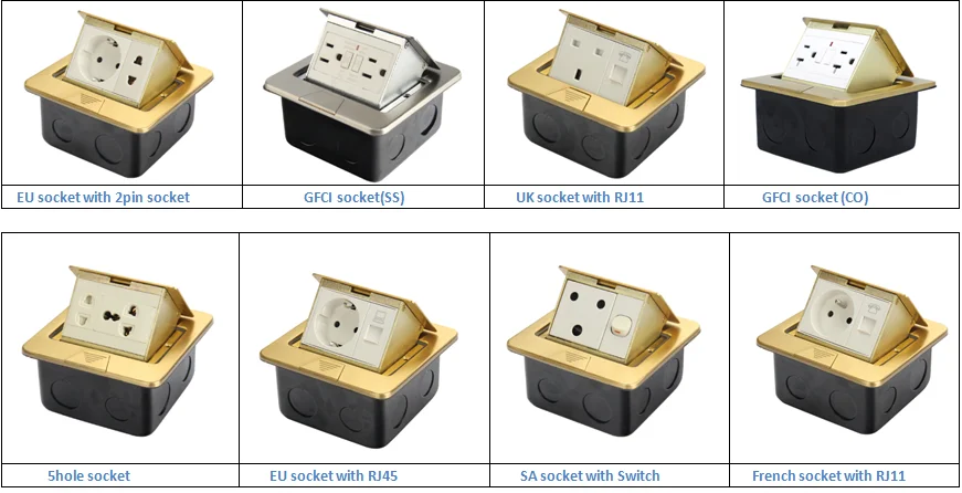Europe style Fast and soft pop-up  floor socket outlet box with EU socket/Stainless steel socket