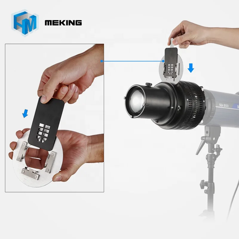 Conical Photography Studio Strobe Flash Light Snoot Reflector With Color Filters Effect Card