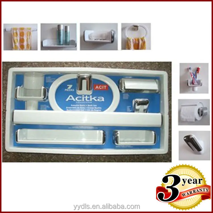 
sanitary wall-mounted bathroom accessory set Colorful Acrylic Bathroom Accessories 7PCS Plastic Bath Hardware Set 
