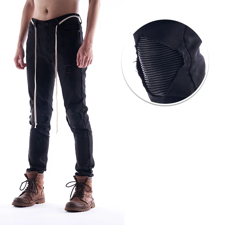 DiZNEW Designer jeans skinny stretch black damaged mens jeans trousers in bulk