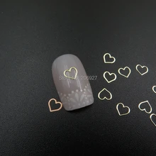 MS354-2 100 pcs Ouro Coração Bonito do Metal Etiqueta Nail Art Metal Etiqueta Nail Art Decoração Não-adesivo Autocolante