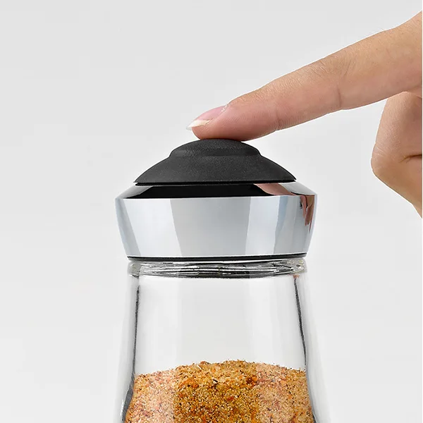 New model new design new idea unique lid salt and pepper spice glass bottles container