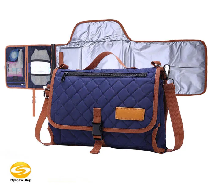 
quilted nylon portable baby changing pad waterproof changing mat buddy bag with small pillow for the baby 